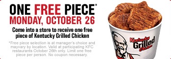 KFC Free Grilled Chicken 10-26-09