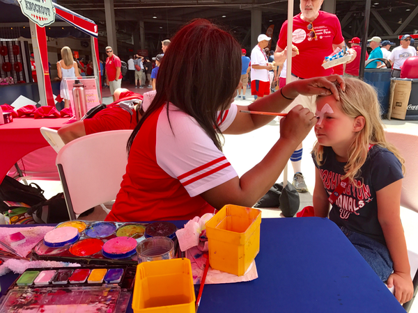 Face painting and fun activities at Nationals Baseball Family Funday