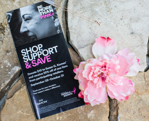 Potomac Mills More Than Pink Discount Booklet Gives you 25% off at over 50 retailers to support Susan G. Komen