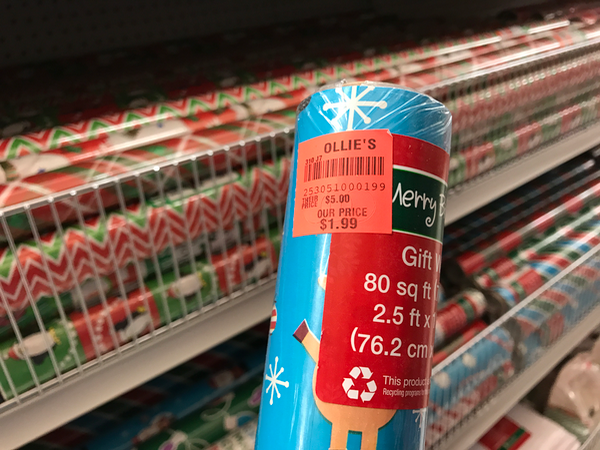 Christmas Wrapping Paper discounts in November at Ollies Bargain Outlet