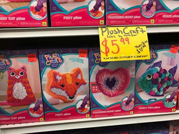 Craft Store Pillow Making Kit for Kids for less than 10 dollars at Ollies Bargain Outlet