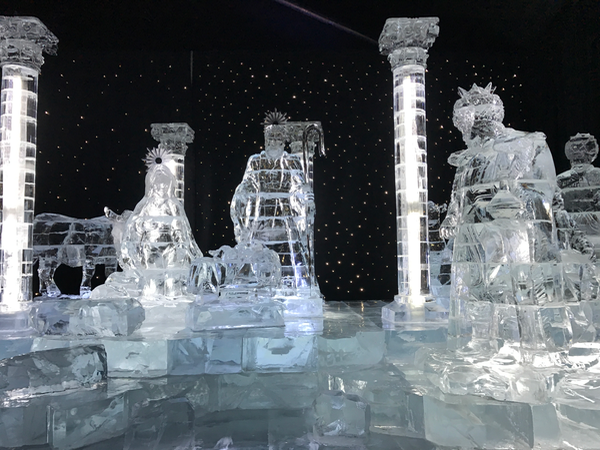 Gaylord National ICE crystal clear Nativity Scene in Oxon Hill MD